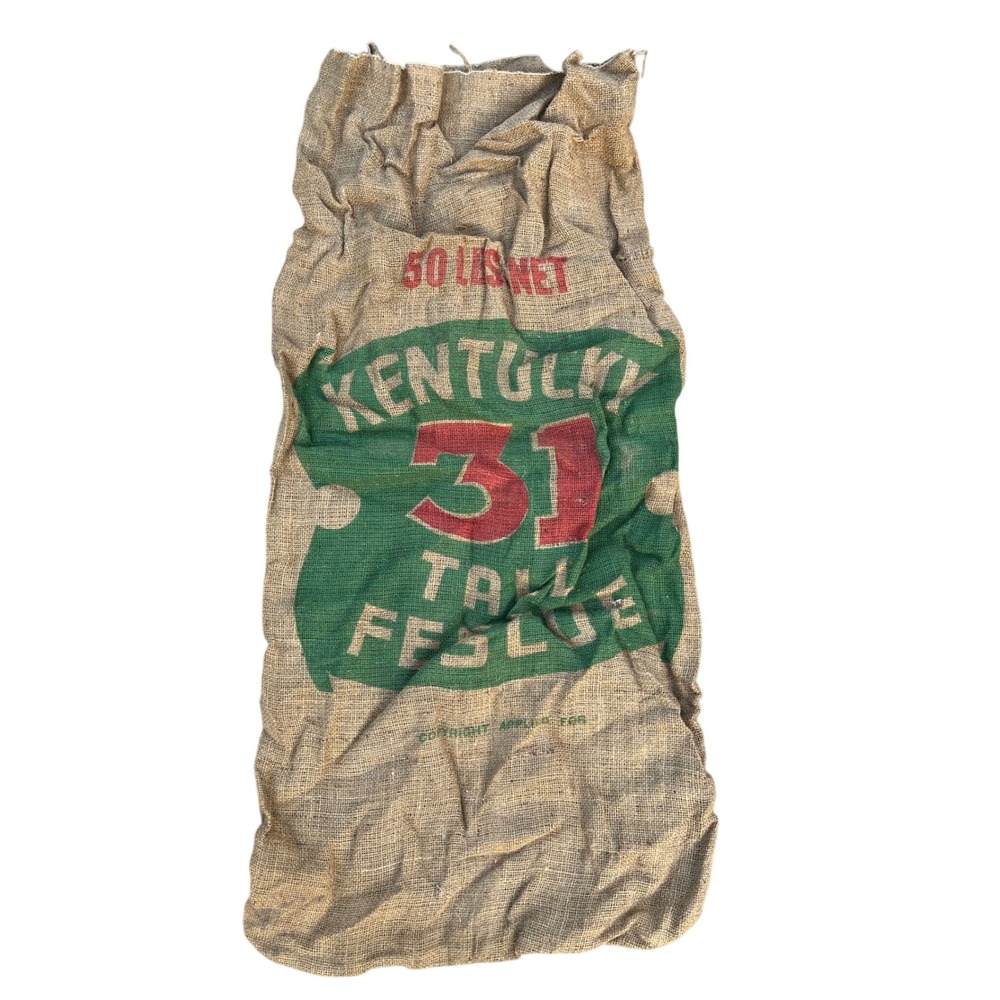 Vintage Kentucky 31 Tall Fescue Burlap Seed Sack 50 Lbs Farmhouse Decor Bag